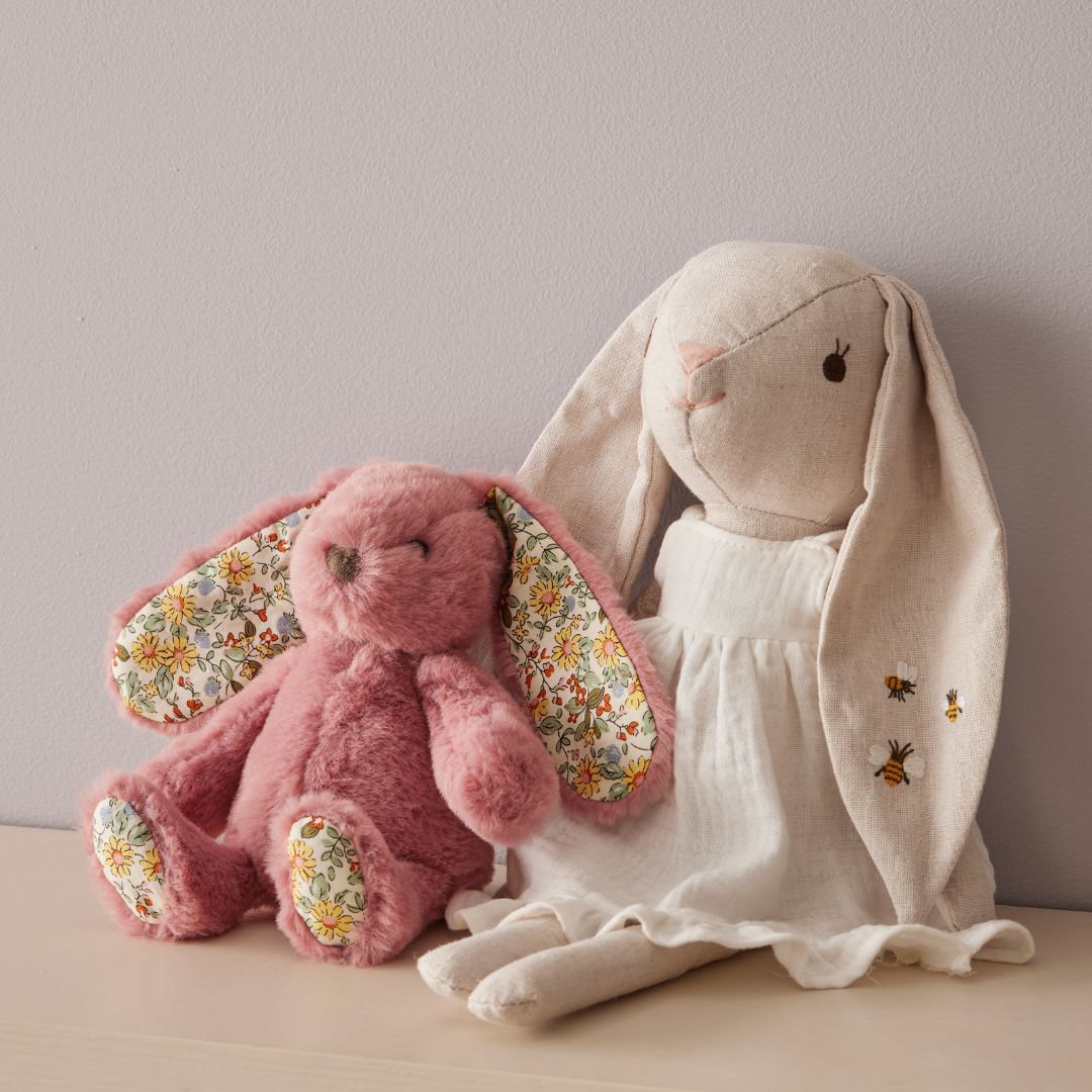 Floral Raspberry Bunny Rattle