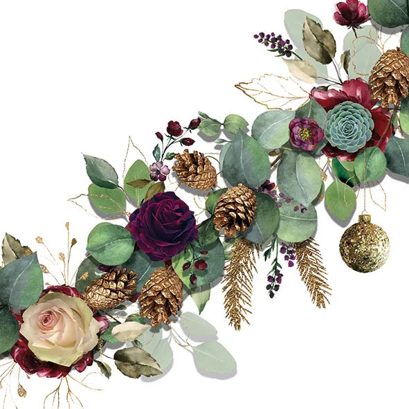 Luncheon Napkin Wreath Eucalyptus White