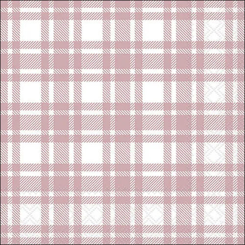 Luncheon Napkin Checkered Pattern Pastel Rose