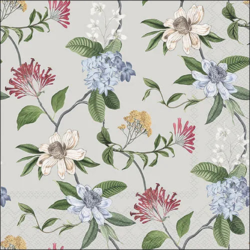 Luncheon Napkin Floral Mix Grey