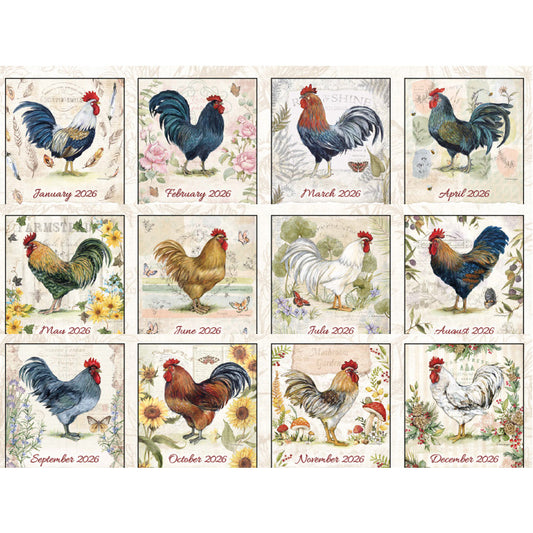 Proud Rooster 2026 Wall Calendar