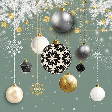 Luncheon Napkin Christmas Baubles | Sage
