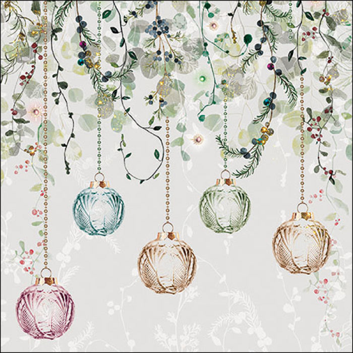 Luncheon Napkin Floral Christmas | Grey