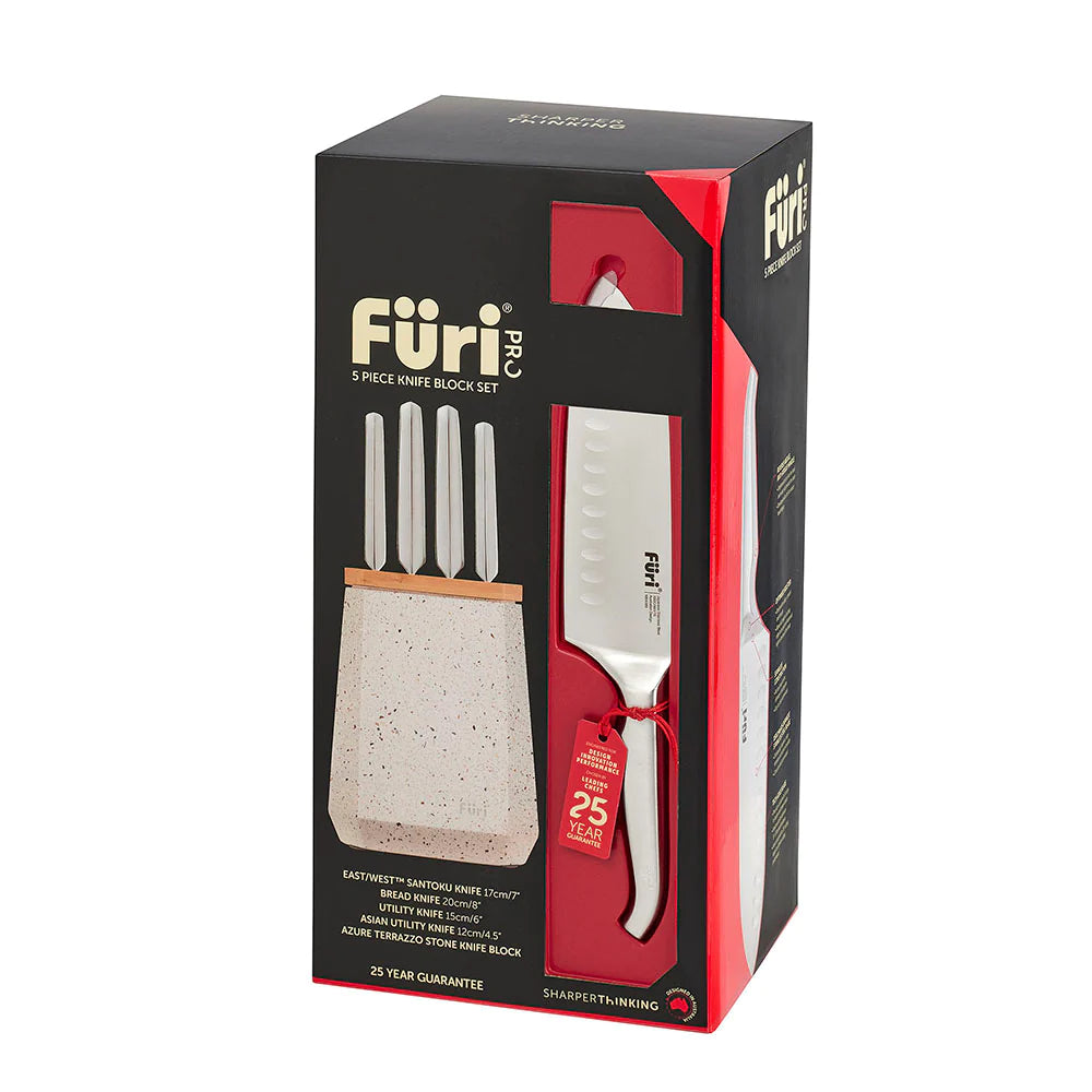 Furi Pro Stone Knife Block Set | Azure Terazzo 5pce