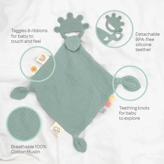 Silicone Teether with Muslin - Sage