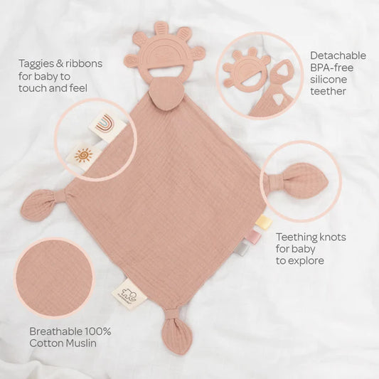 Silicone Teether with Muslin - Rose