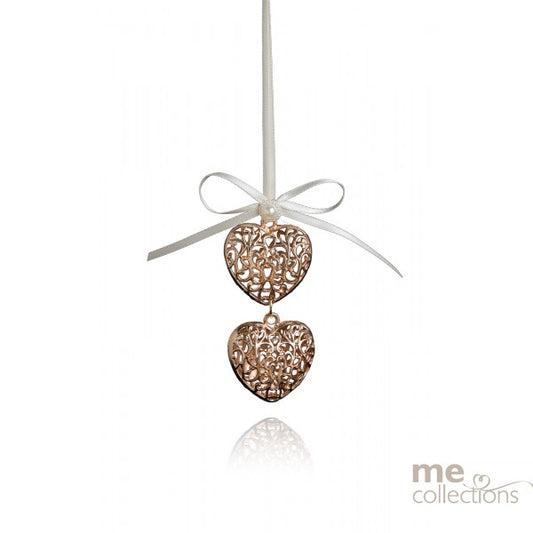 Double Mini Heart with Bow | Rose Gold