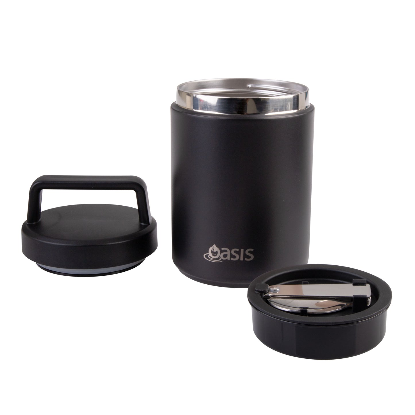 Insulated Food Flask with Handle & Spoon | Black 480ml