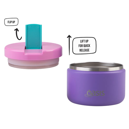Double Wall S/S Insulated Food Flask w/Quick Release Lid | Mermaid Purple 300ml