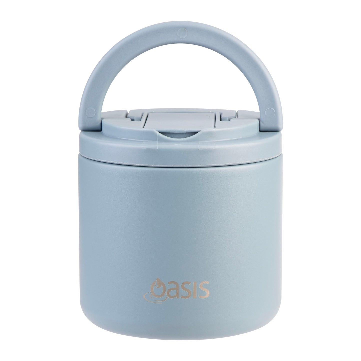 Double Wall S/S Insulated Food Flask w/Quick Release Lid & Spork | Hazy Blue 550ml