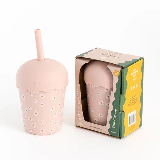 Pink Daisy Mini Smoothie Cup & Straw 200ml