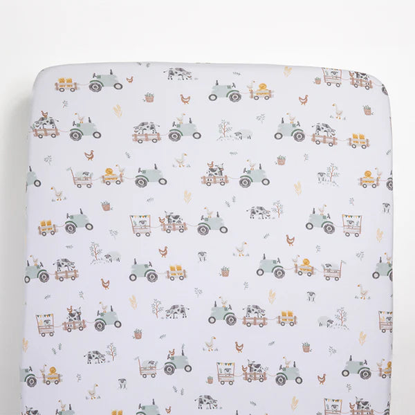 Cot Fitted Sheet - Tractor Ride 2pk