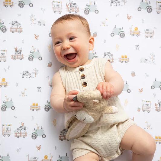 Cot Fitted Sheet - Tractor Ride 2pk