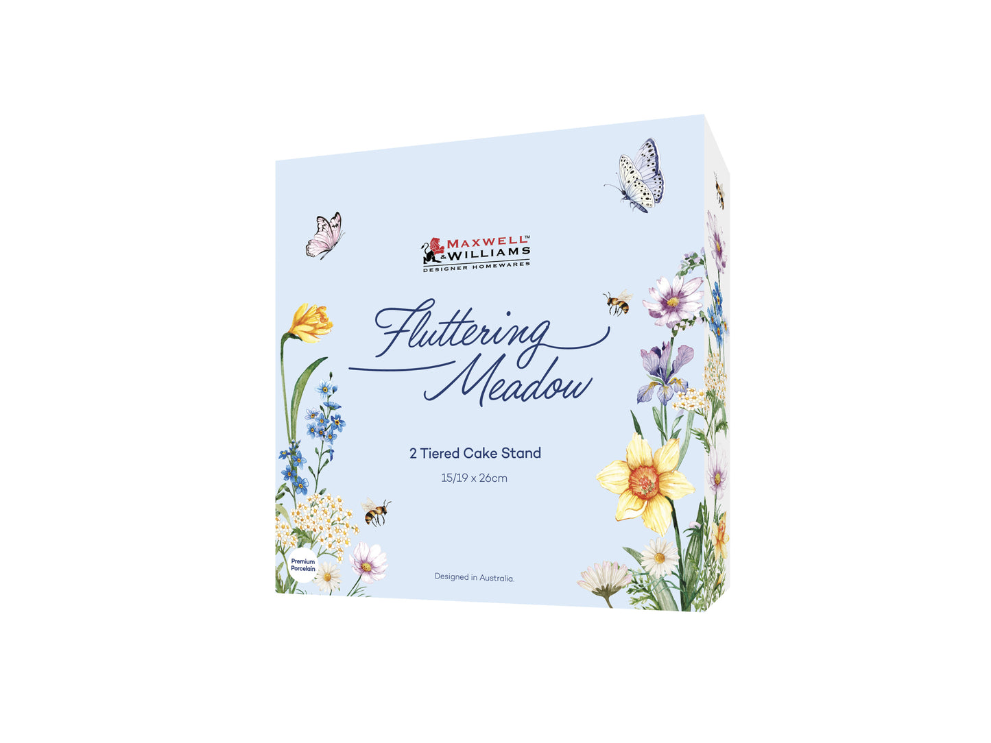 Fluttering Meadow 2 Tier Cake Stand 15/19x26cm