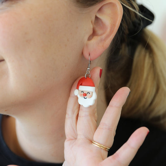 Christmas Earrings | Small Santa