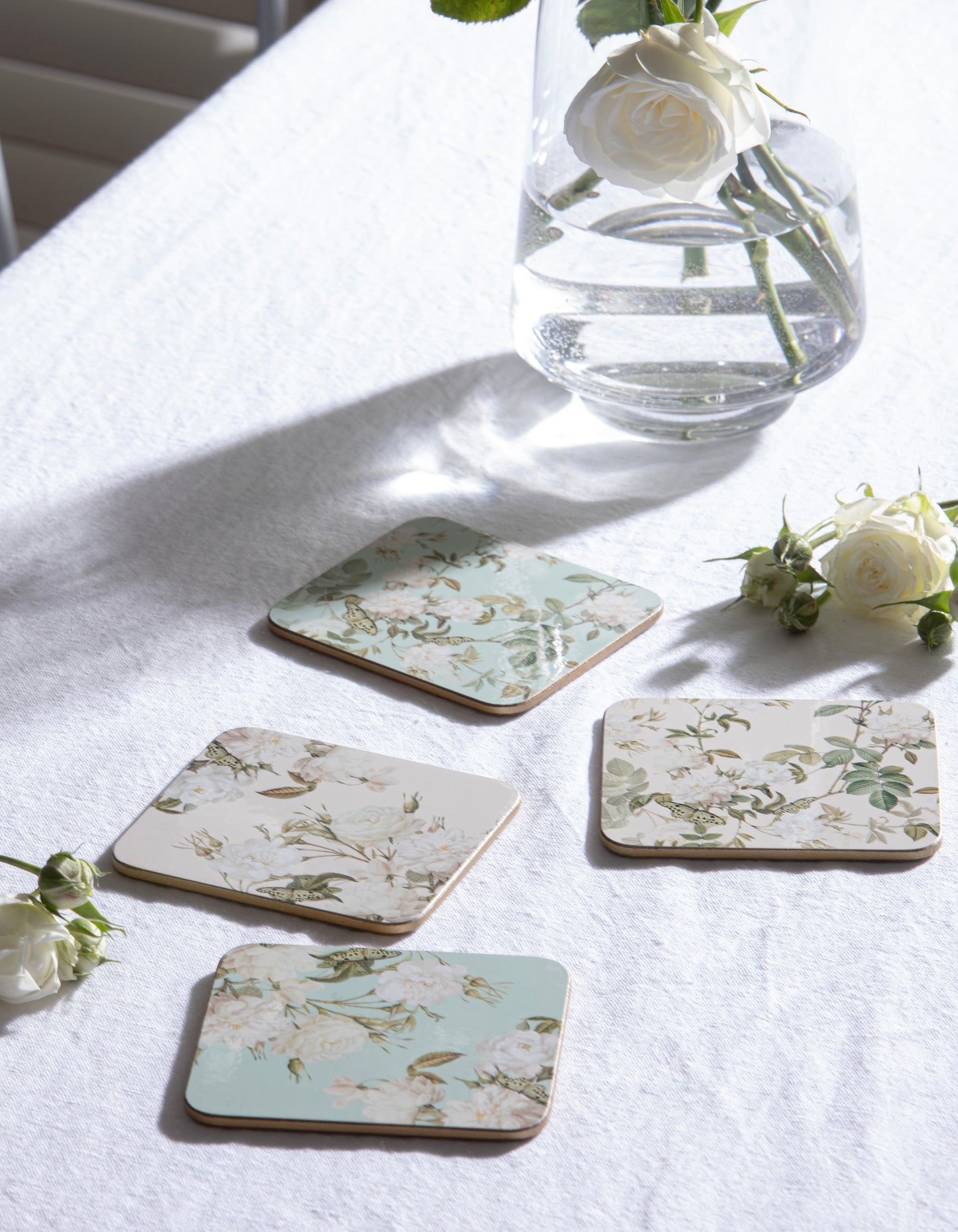 Elegant Rose Cream Coasters 6pk