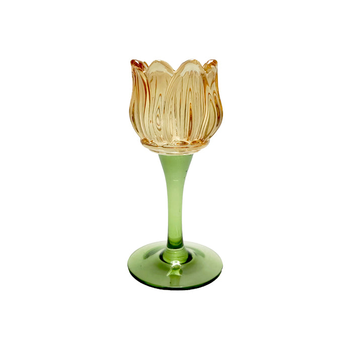 Figgins Stemmed Flower Votive | Amber