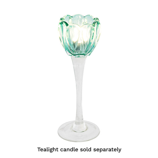 Verity Glass Flower Votive Holder | Mint Large