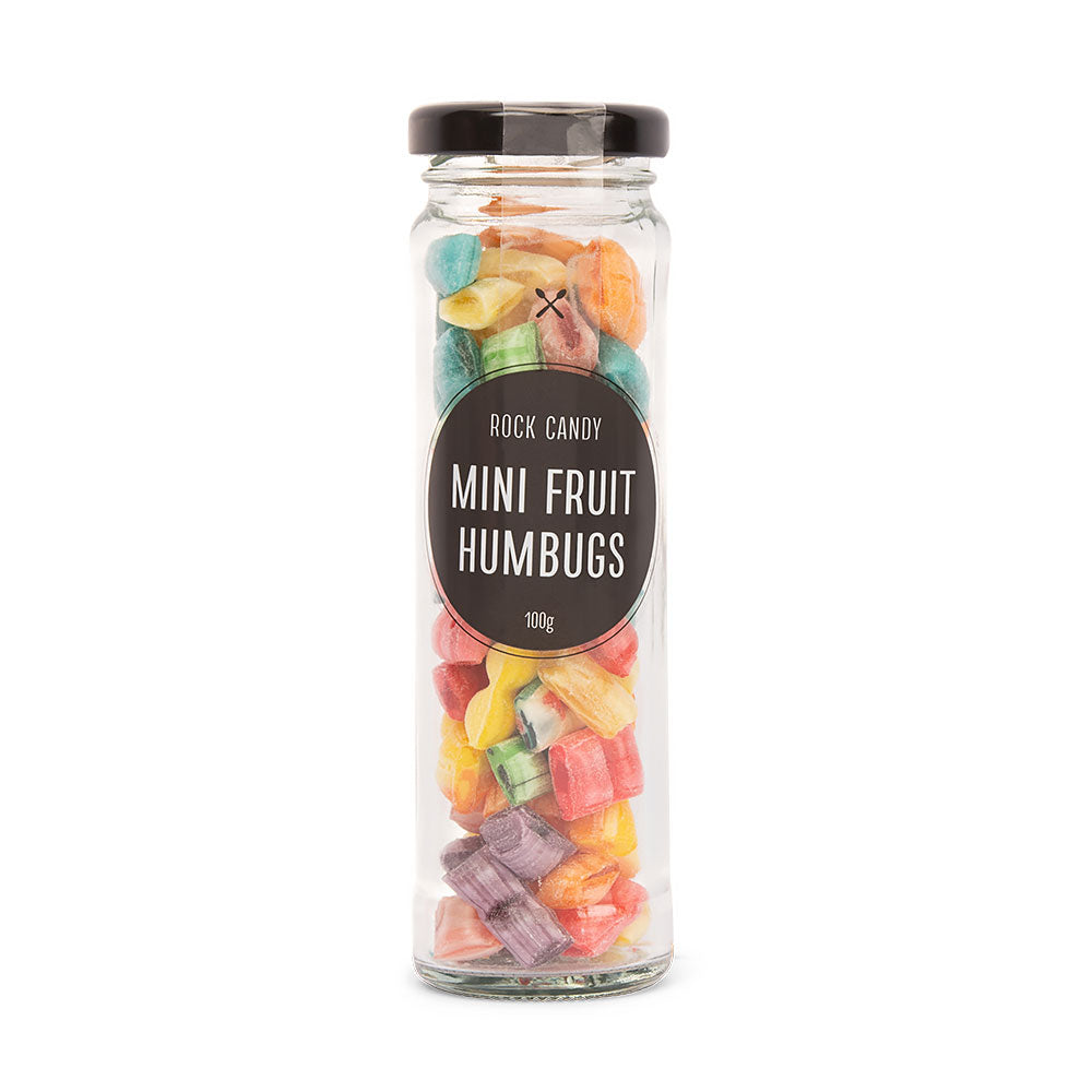 Rock Candy Jars - Mini Fruit Humbugs 100g