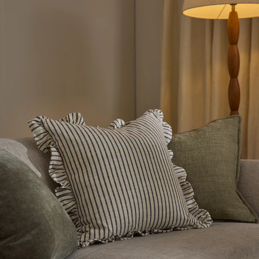 Ruffles Stripe Cushion | Black/Natural