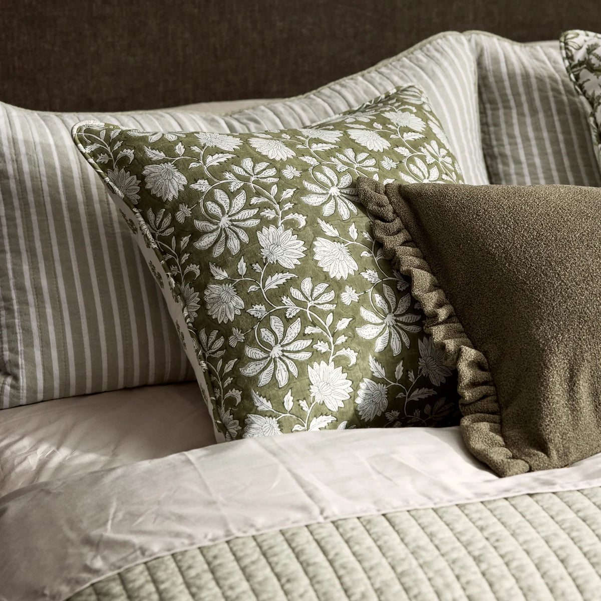 Sinclair Stripe Quilted Pillowcase Set 2 | Green