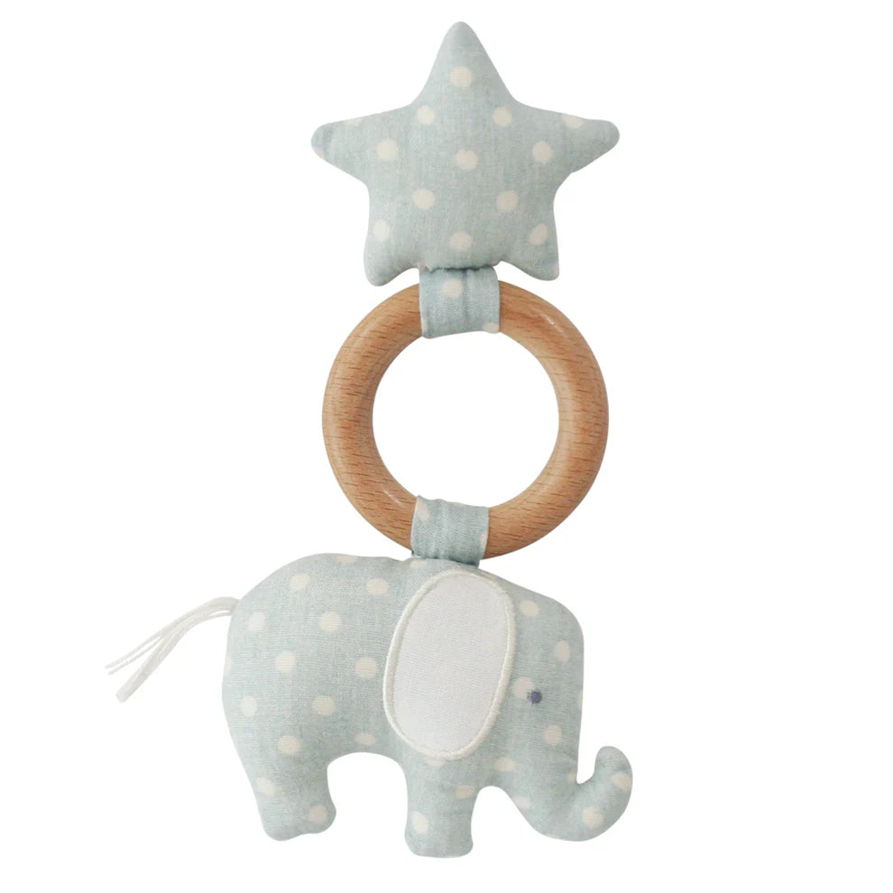 Teether/Rattle - Elephant Star Duck Egg Blue