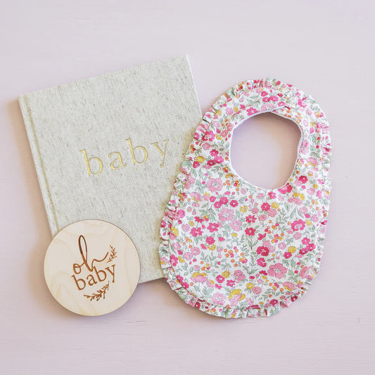 Ruffle Edge Bib | Rose Garden