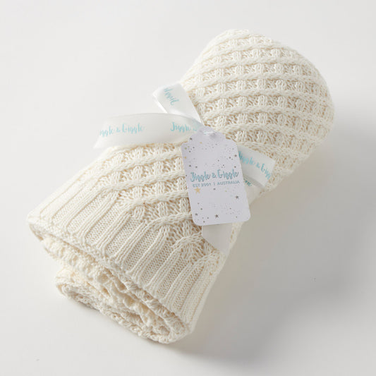Baby Blanket Basket Weave - Cream