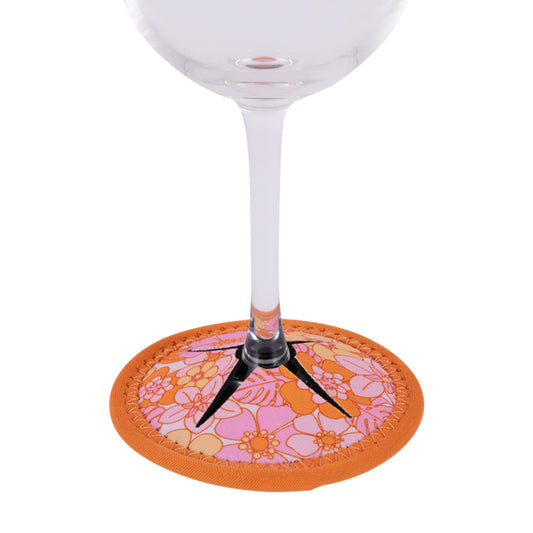 Wine Glass Coaster | Retro Floral
