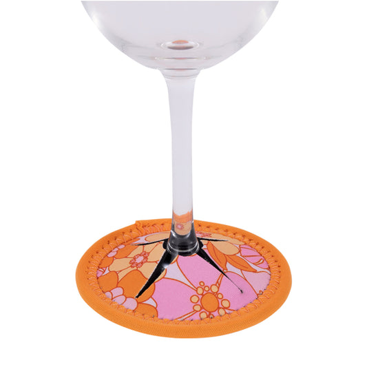 Wine Glass Coaster | Retro Big Floral