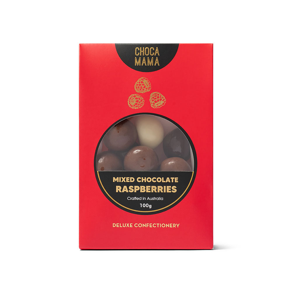 Mixed Chocolate Raspberries 100g