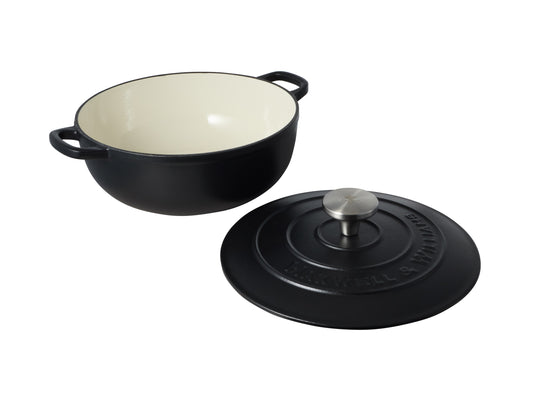 Cast Iron Round Casserole 24cm/3.3lt Black