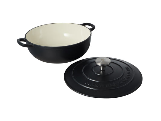 Cast Iron Round Casserole 26cm/4.0lt Black