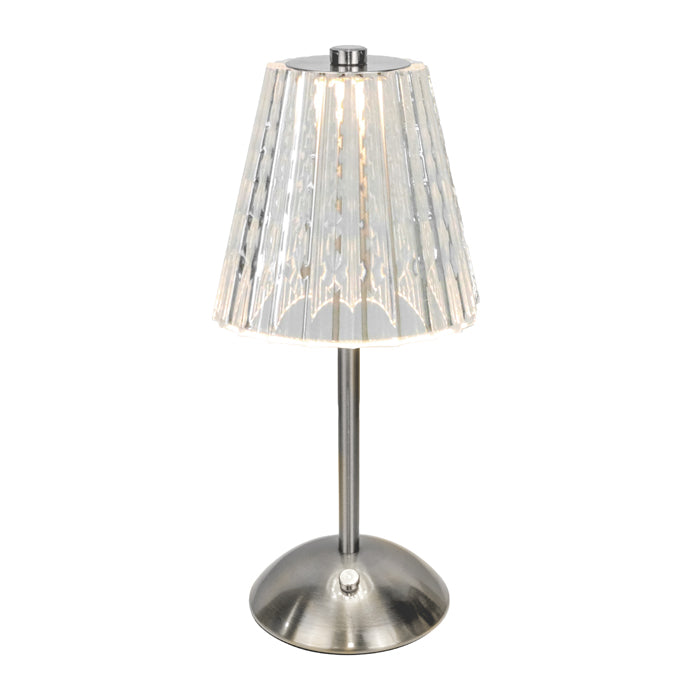Tiffany LED USB Silver Lamp with Clear Shade