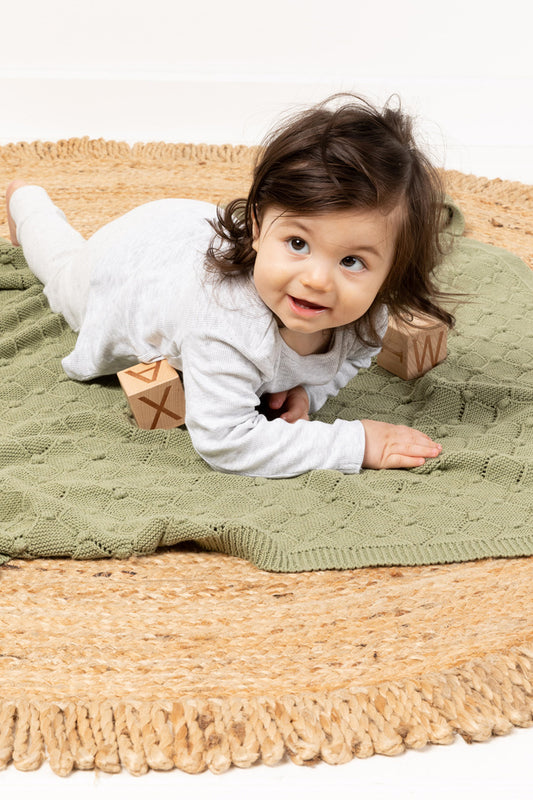 Baby Blanket - Vintage Knit Sage Green