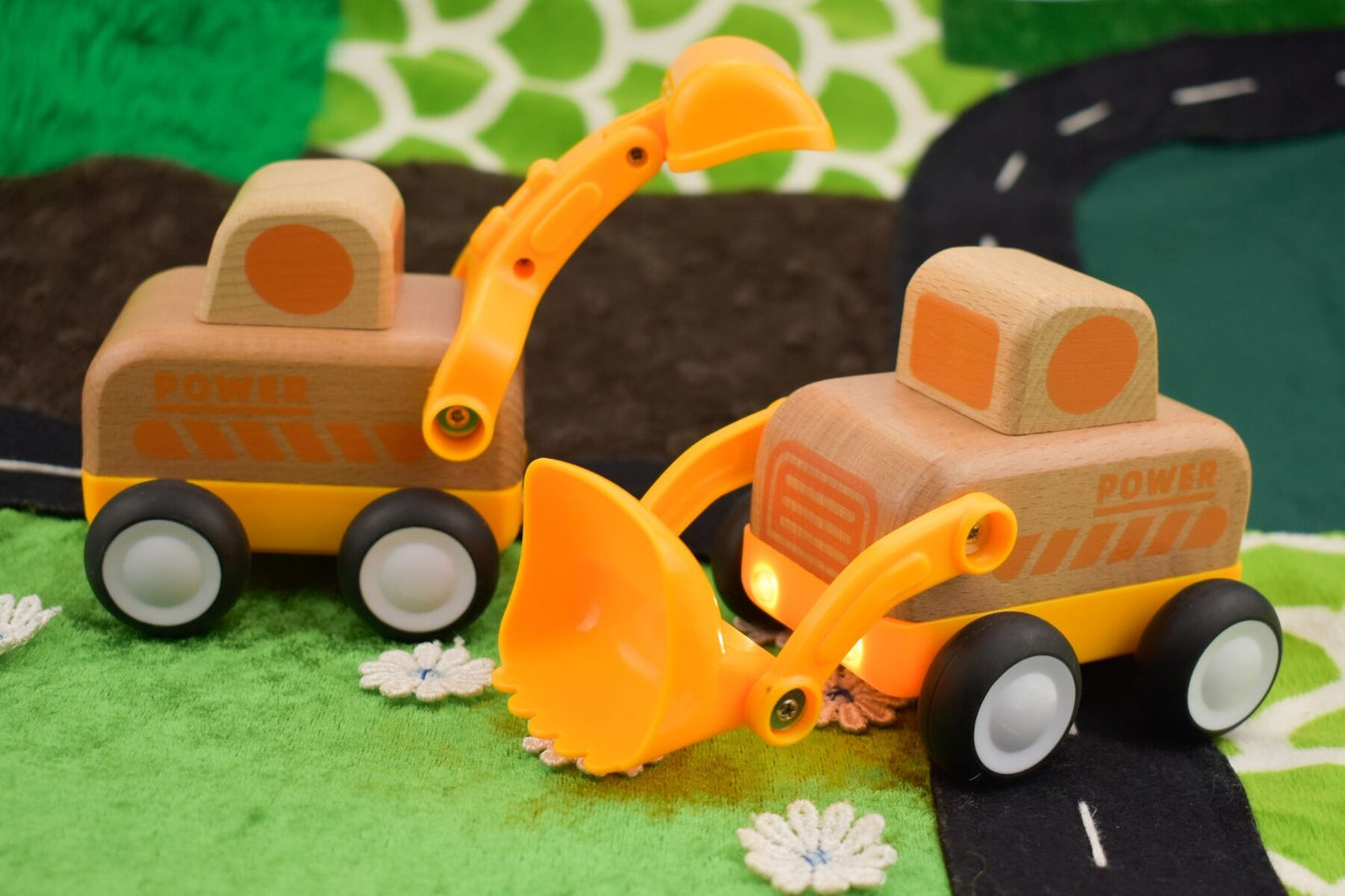 Wooden Friction Truck Bulldozer with Sound & Light