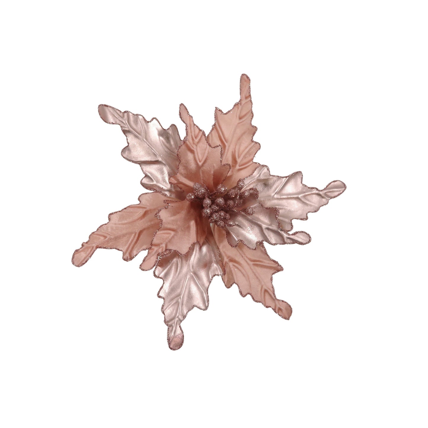 Poinsettia Crinkled Metal Pink with Clip