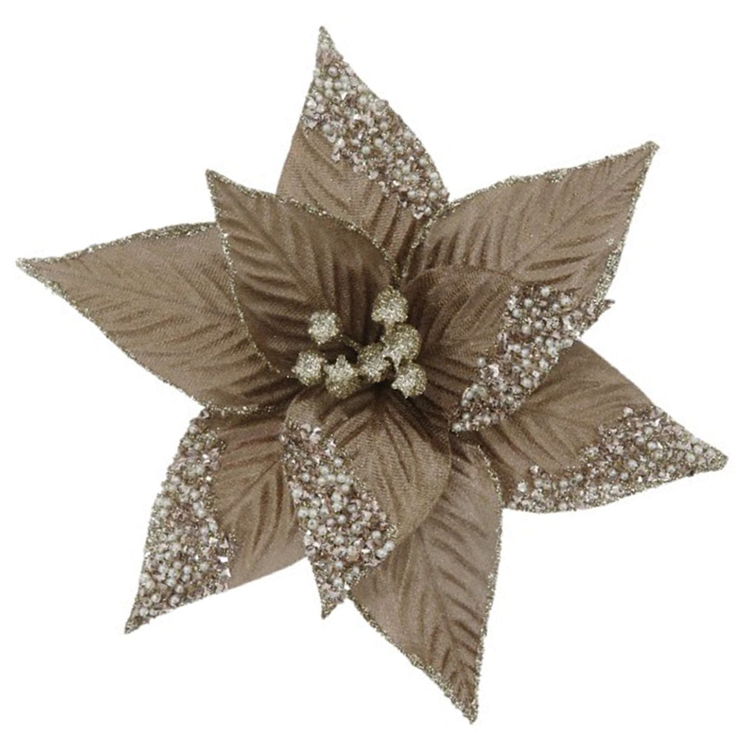 Poinsettia Tan Glitter Petals with Clip