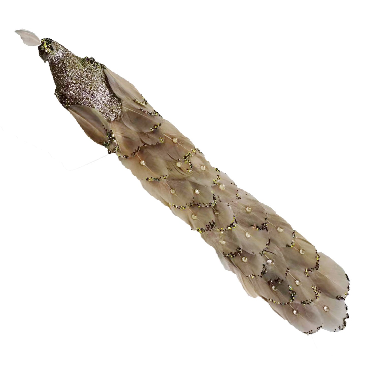 Peacock Champagne Long Tail with Clip