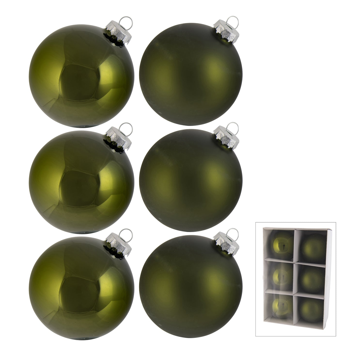 Hanging Bauble Glass Olive Box 6