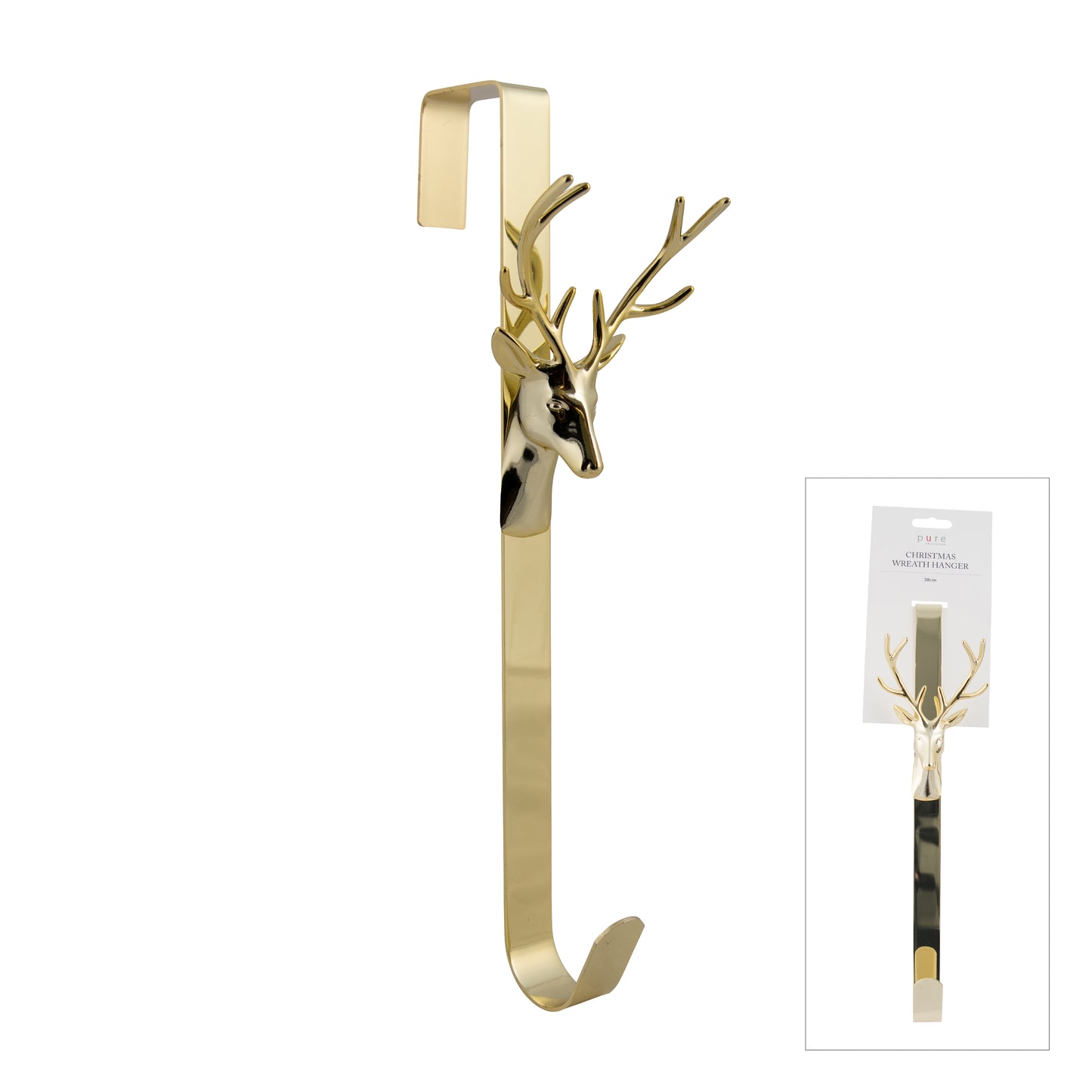Metal Wreath Holder | Deer Antler Gold