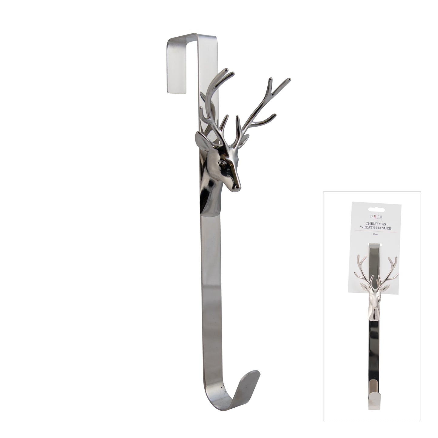 Metal Wreath Holder | Deer Antler Silver