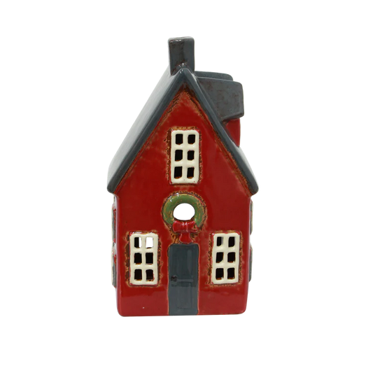 Alsace Tealight Cottage Red with Wreath