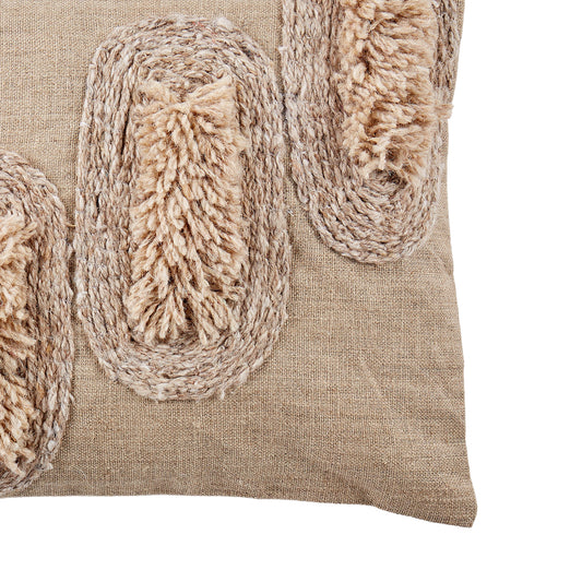 Embillished Linen Cushion | Brown