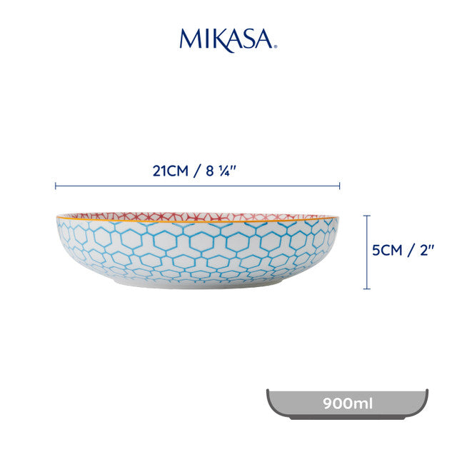 Mikasa Coupe Bowl | Geometric Blue