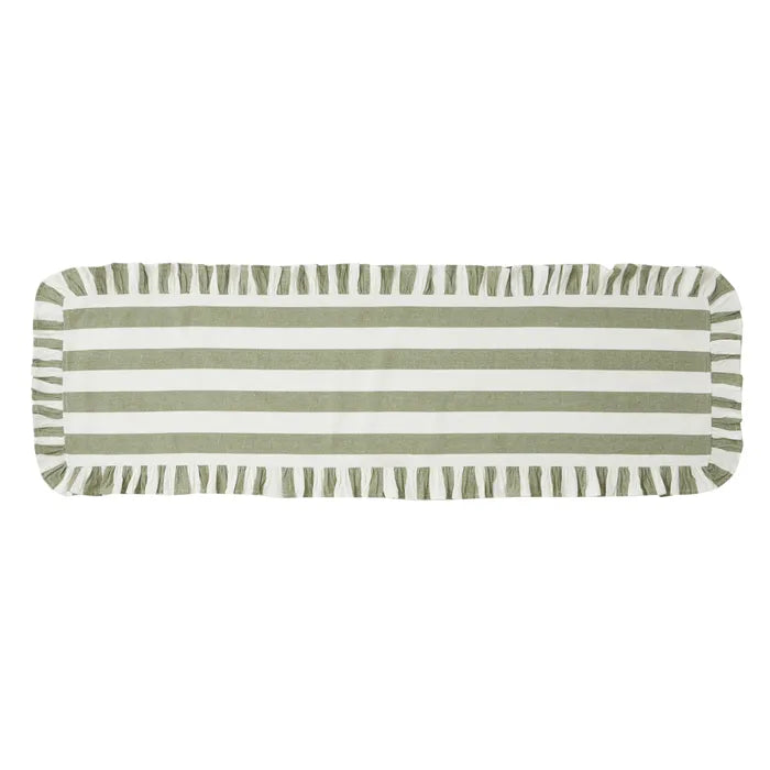 Orla Cotton Table Runner | Olive/Ivory