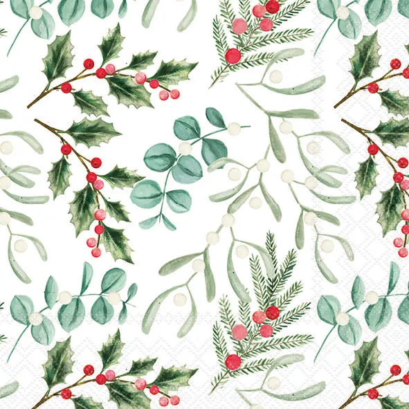 Luncheon Napkin Foliage Scatter | White