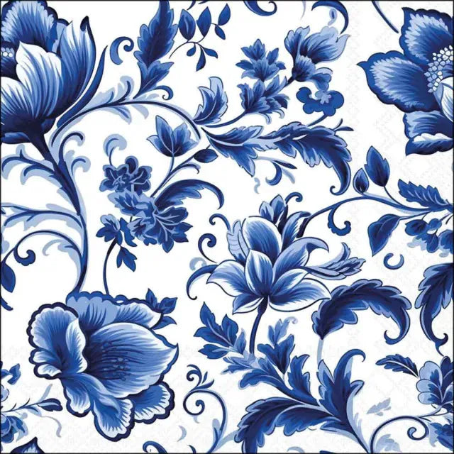 Luncheon Napkin Delft Blue Florals
