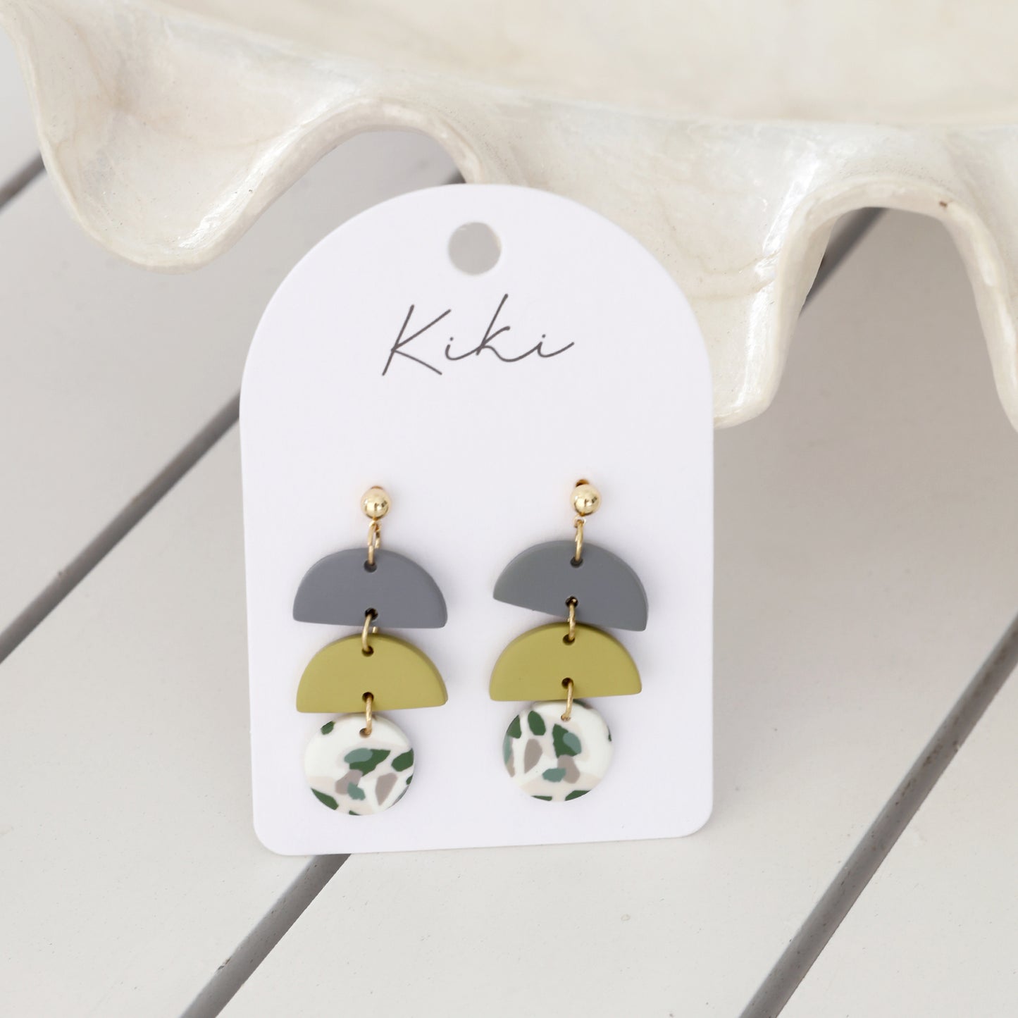 Kiki Earrings | Green Terrazzo