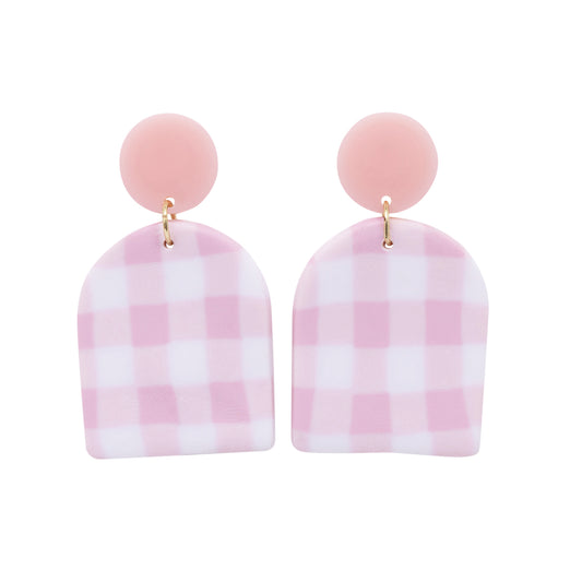Kiki Earrings | Pink Gingham